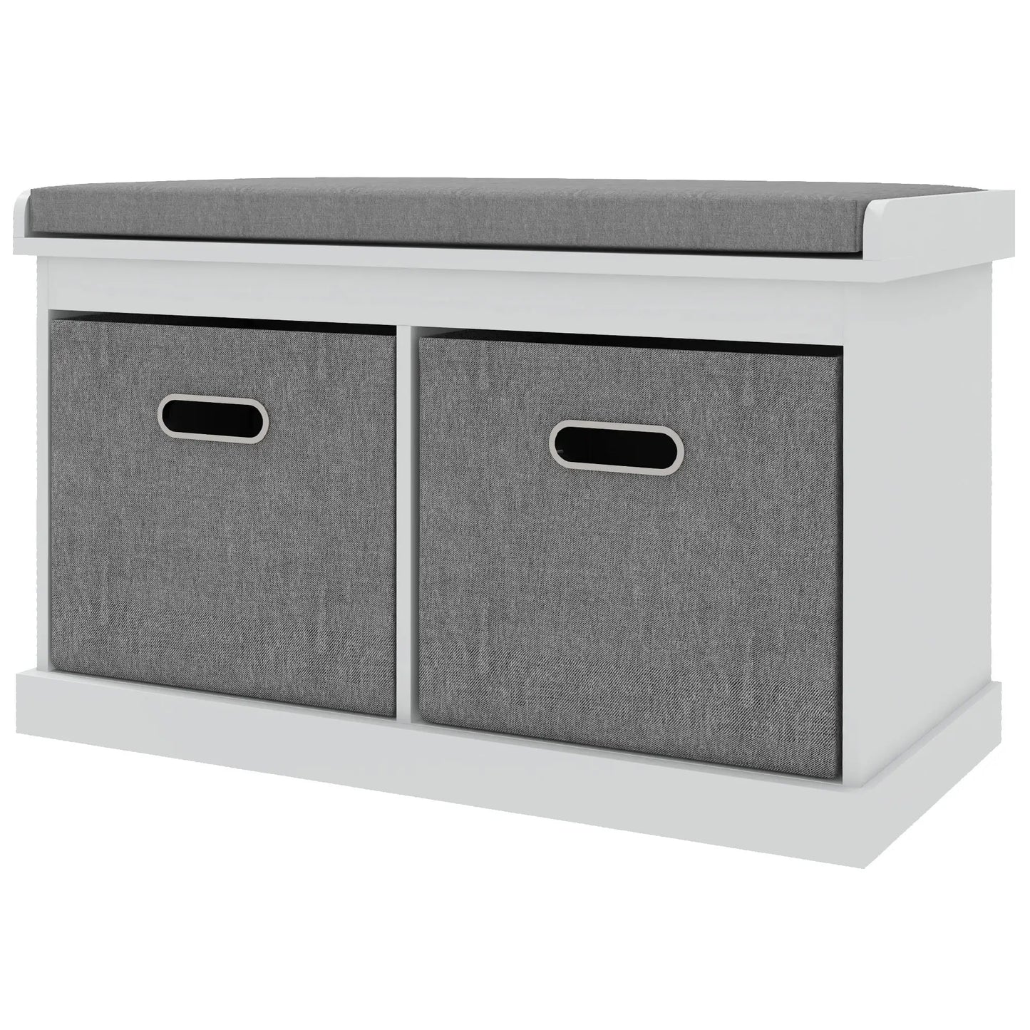 Shoe Storage Bench with Seat, 2 Fabric Drawers, White Shoe Storage Cabinets & Racks White at Gallery Canada