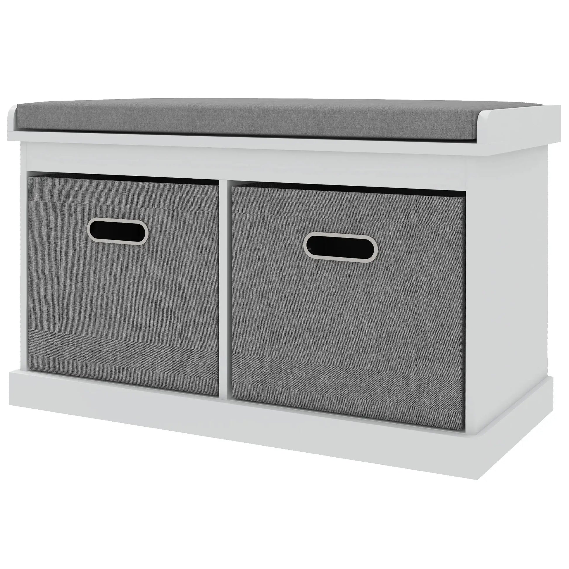 Shoe Storage Bench with Seat, 2 Fabric Drawers, White Shoe Storage Cabinets & Racks White at Gallery Canada