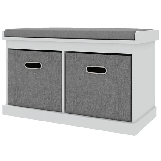 Shoe Storage Bench with Seat, 2 Fabric Drawers, White Shoe Storage Cabinets & Racks White at Gallery Canada