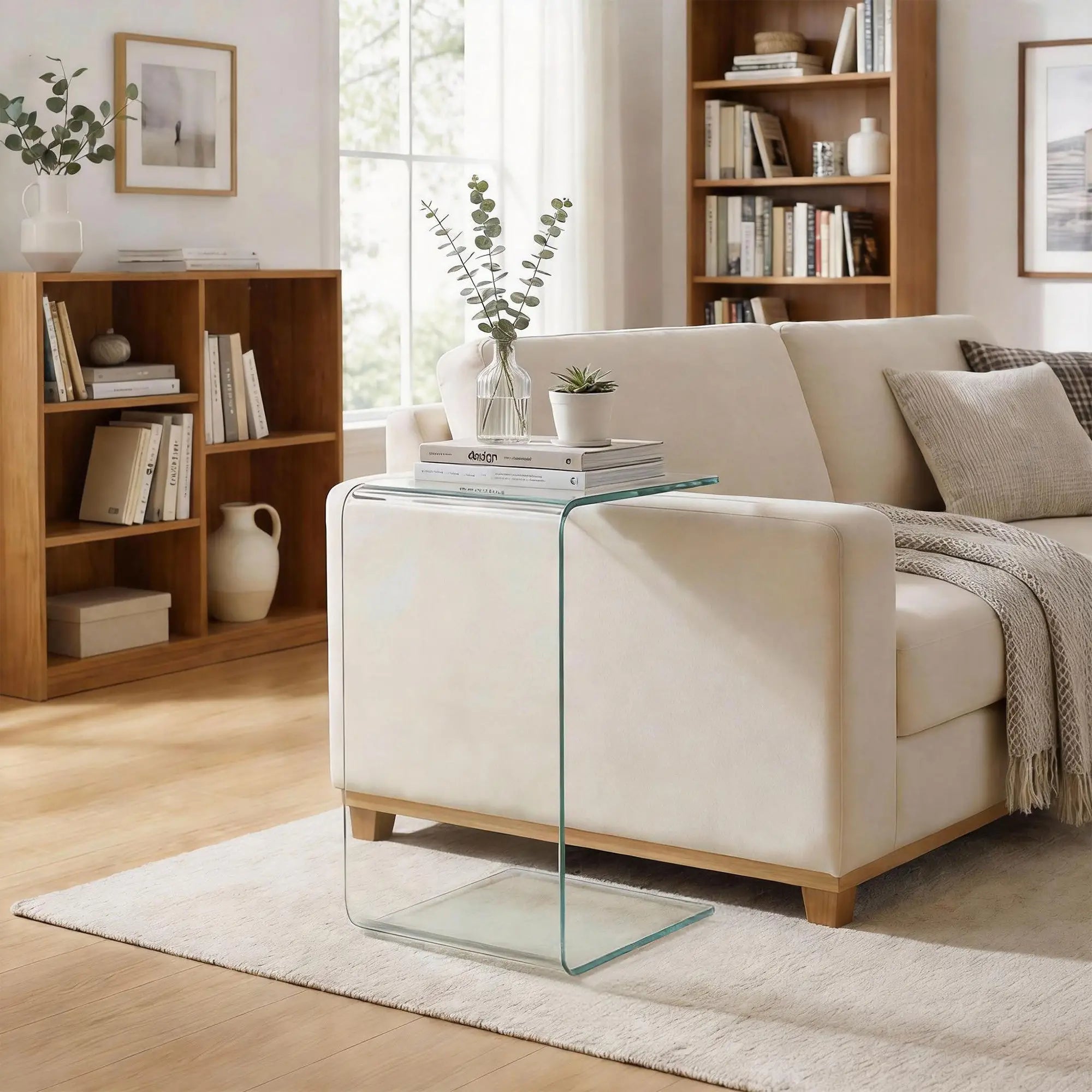 Clear Glass Coffee Table, Modern Rectangle Living Room Table, Safe Rounded Edges Coffee Tables at Gallery Canada