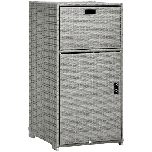 Outdoor Patio Storage Cabinet, Waterproof PE Rattan, Mixed Grey, Grey Patio Storage Boxes Mixed Grey Rattan at Gallery Canada