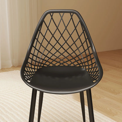 Modern Dining Chairs Set of 4, Plastic Kitchen Chairs with Hollow Backrest and Metal Legs for Living Dining Room, Black Dining Chairs at Gallery Canada