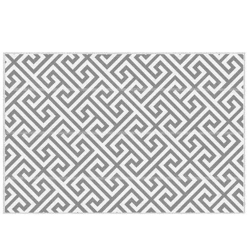 Reversible Outdoor RV Rug, Patio Floor Mat, 5' x 8', Grey & White