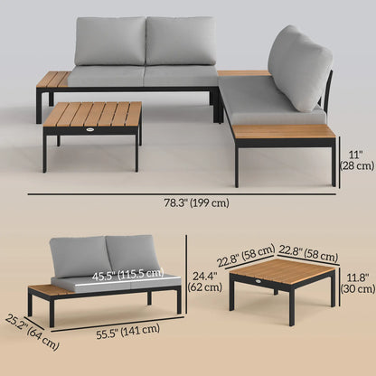 4 Piece L Shaped Garden Set, 4 Seater Outdoor Corner, Teak Patio Furniture Sets at Gallery Canada
