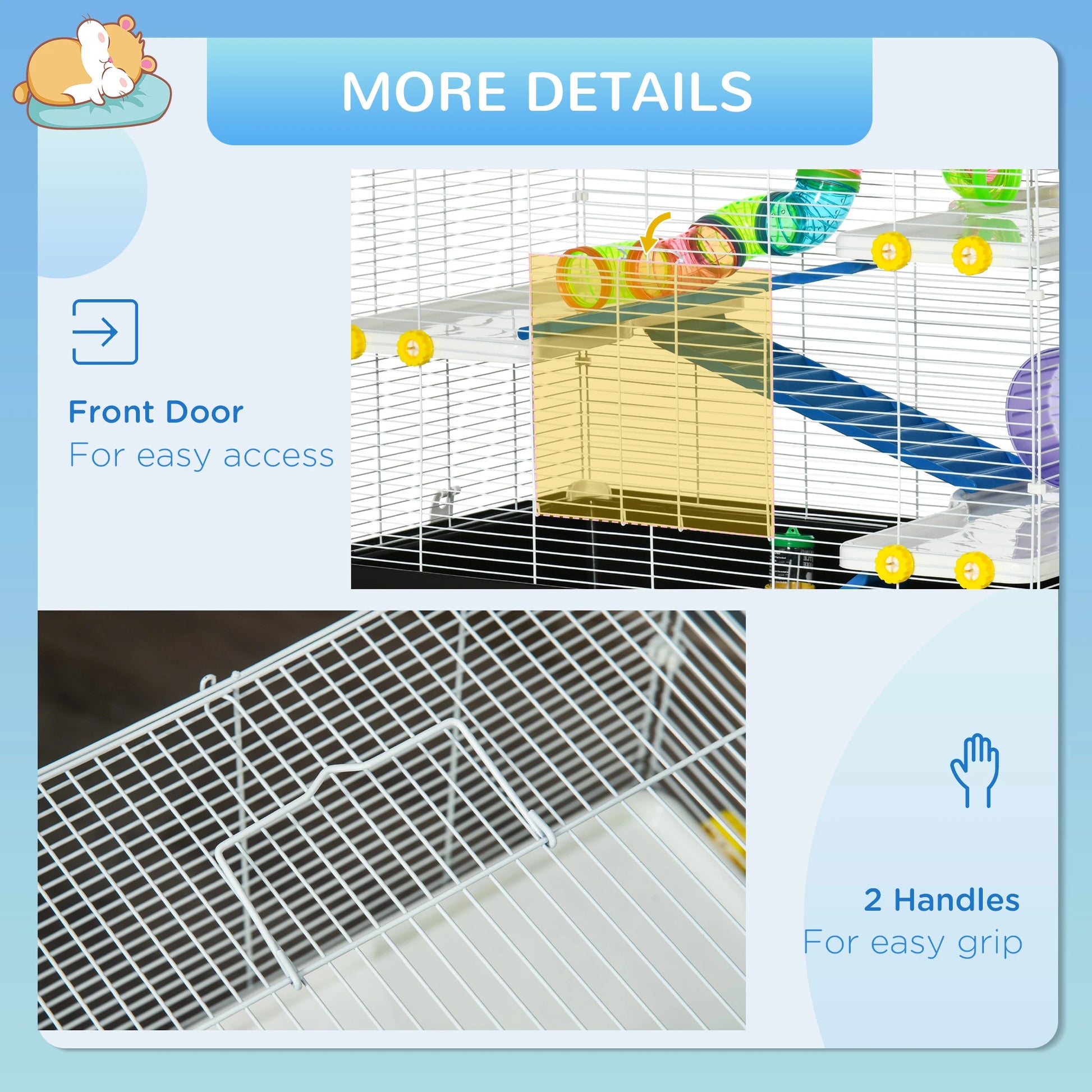 31" Large Hamster Cage, Small Animal House, Tunnel Tube System, Black Hamster Cages at Gallery Canada