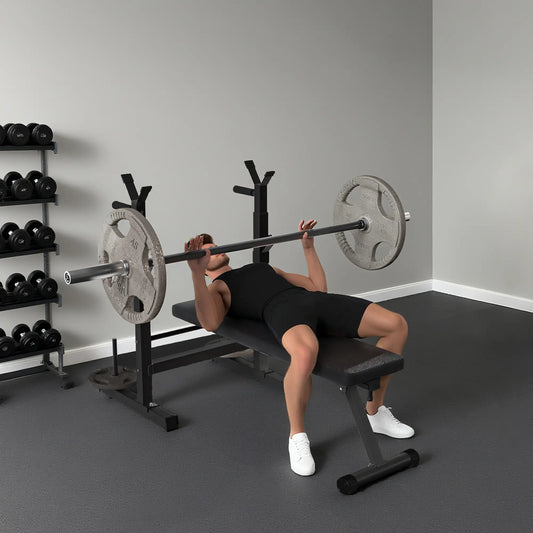 Adjustable Weight Bench, Foldable with Barbell Rack, Dip Station, Black Weight Benches Black at Gallery Canada