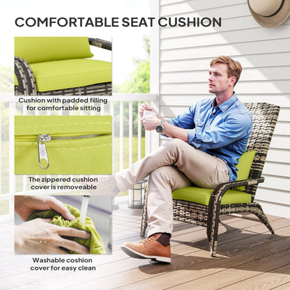 Wicker Adirondack Chair With Cushions, PE Rattan Fire Pit Chair, Green Patio Chairs at Gallery Canada