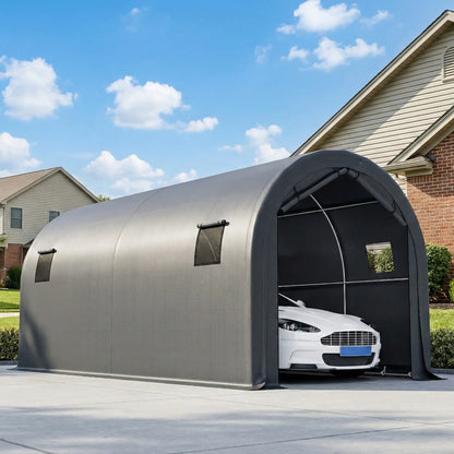 10' x 19' Heavy Duty Carport, Portable Garage Canopy Tent, Dark Grey Car Shelters at Gallery Canada