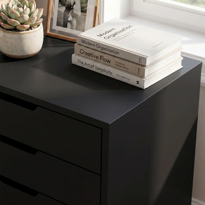 Mobile File Cabinet On Wheels, 5 Drawer Printer Stand, Black