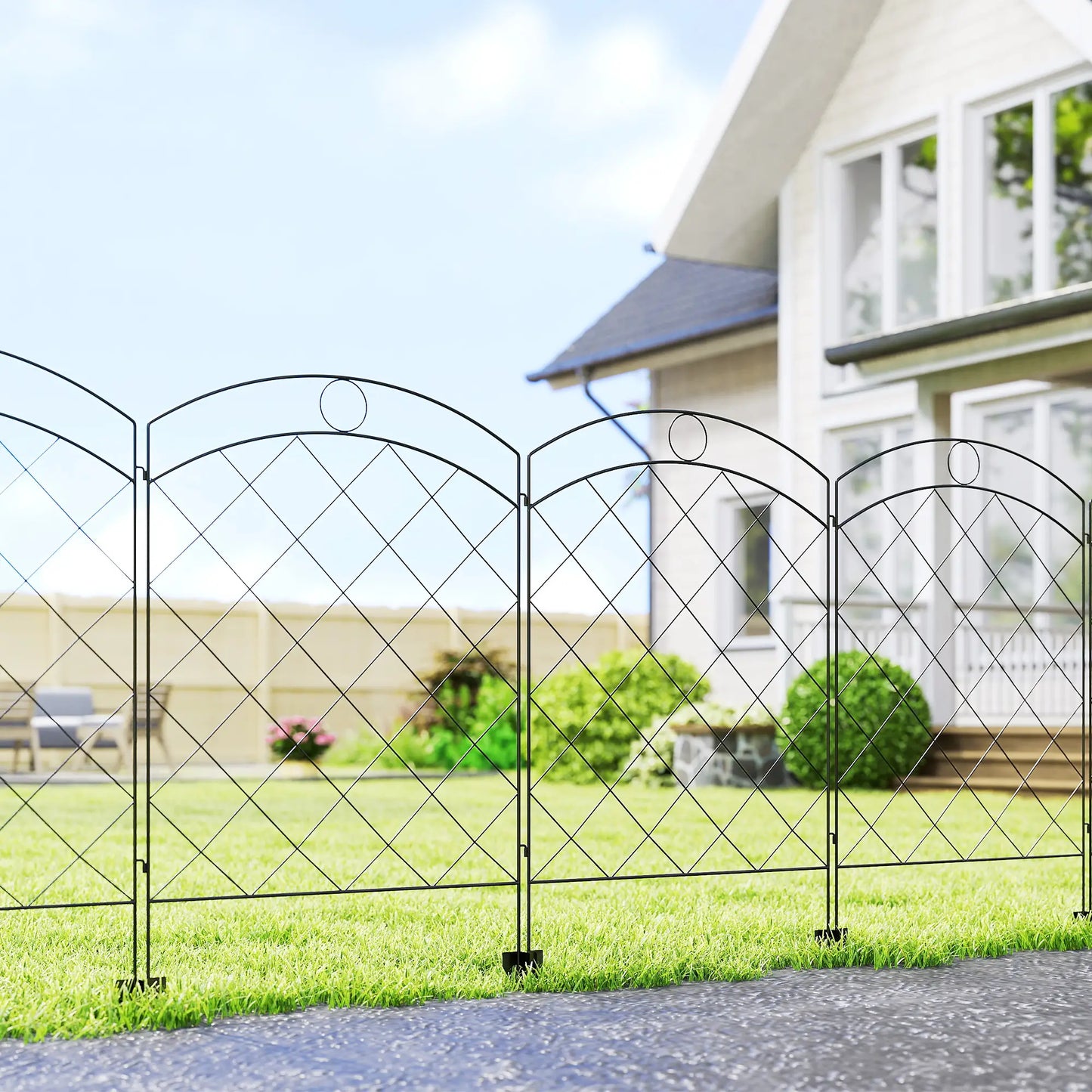 4 Pack Garden Fencing, Decorative Fence Panels, Animal Barrier, Flower Edging, Circle, Black Garden Fences at Gallery Canada