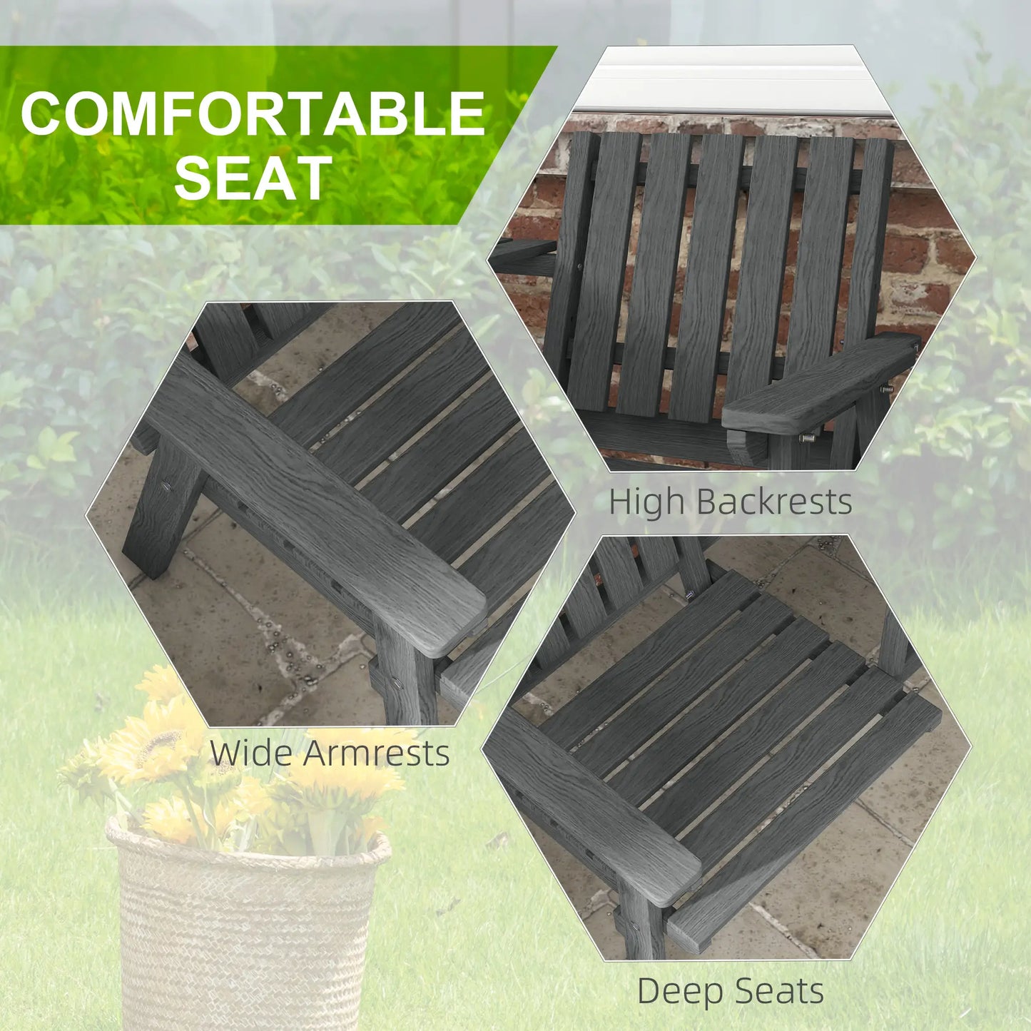 2-Seater Garden Bench with Middle Table, Umbrella Hole, Grey Patio Chairs at Gallery Canada