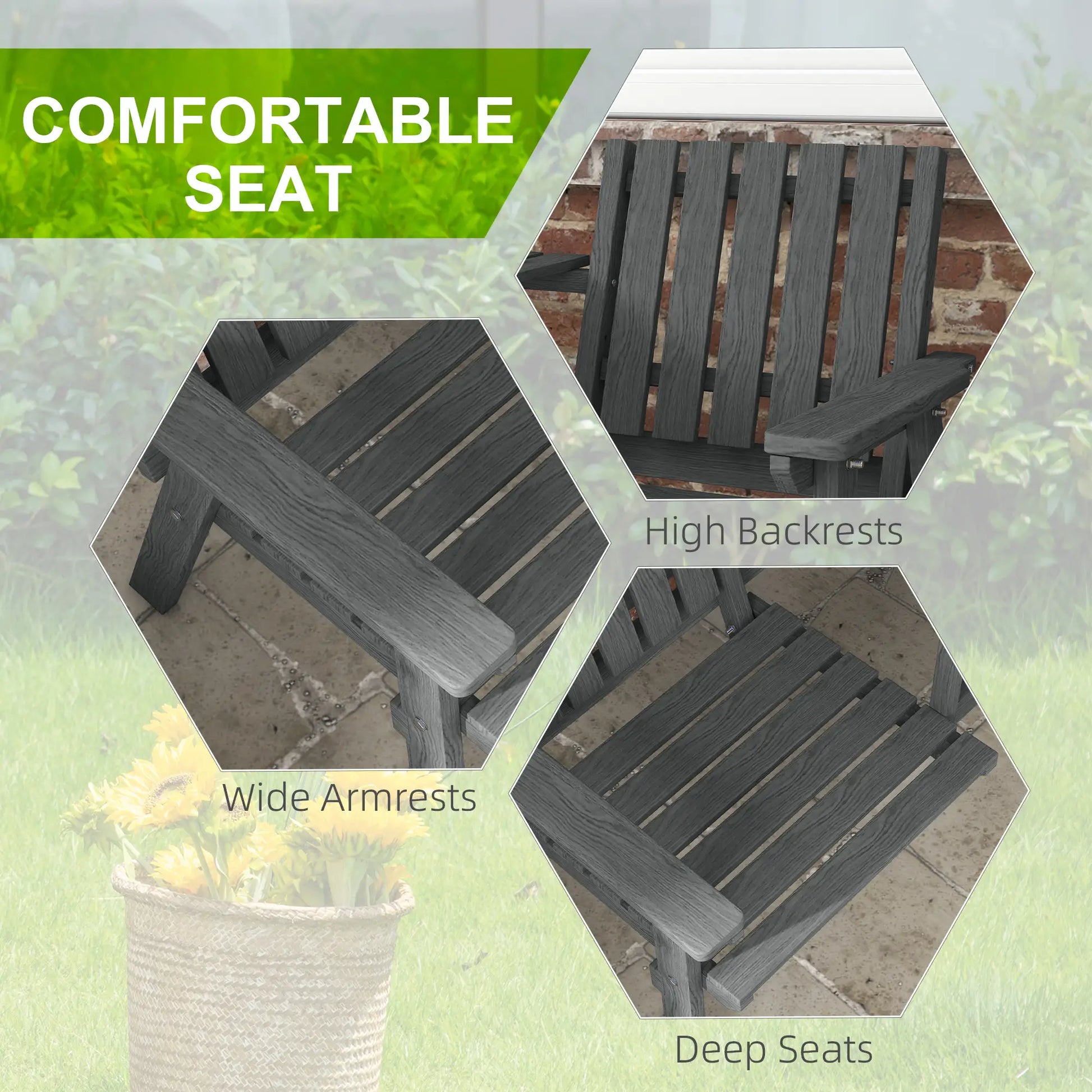 2-Seater Garden Bench with Middle Table, Umbrella Hole, Grey Patio Chairs at Gallery Canada