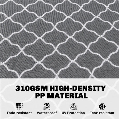 Waterproof Outdoor Rug, 6' x 9', Reversible Mat, Grey & White Outdoor Reversible Rugs at Gallery Canada
