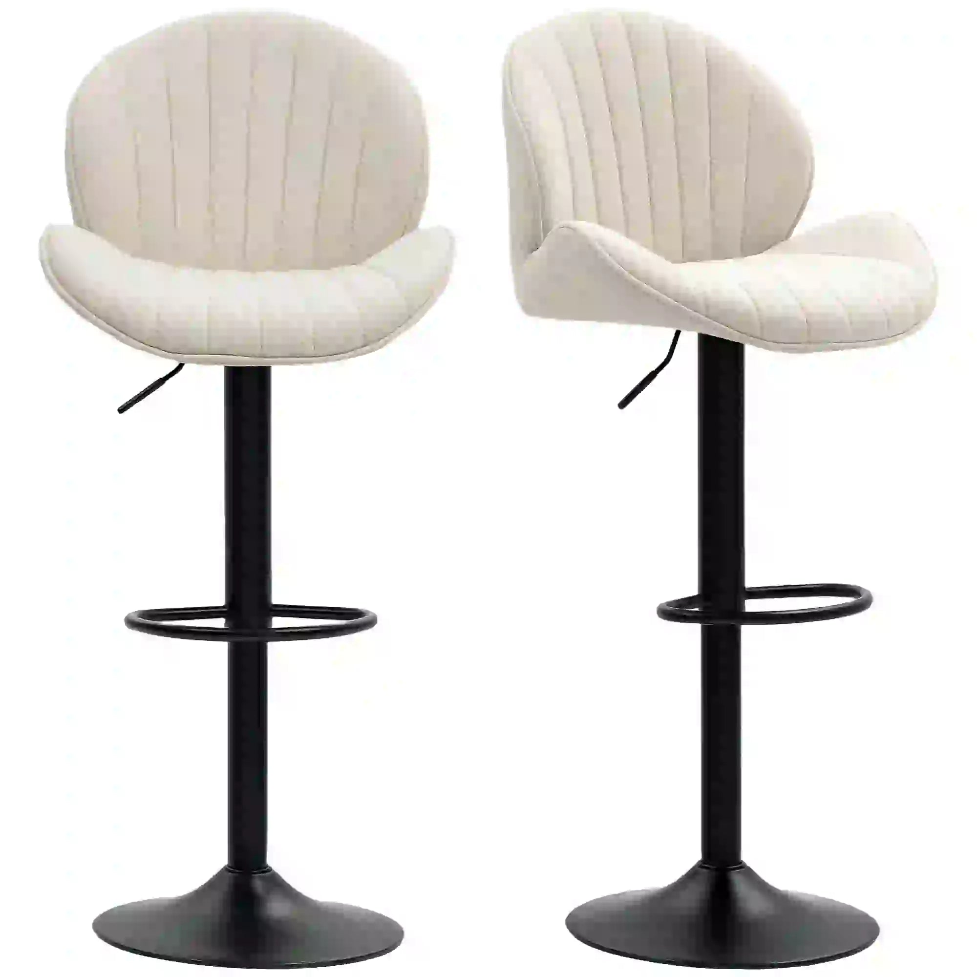 Swivel Bar Stools Set of 2, Adjustable Height with Back, Beige Bar Stools Beige, Black at Gallery Canada