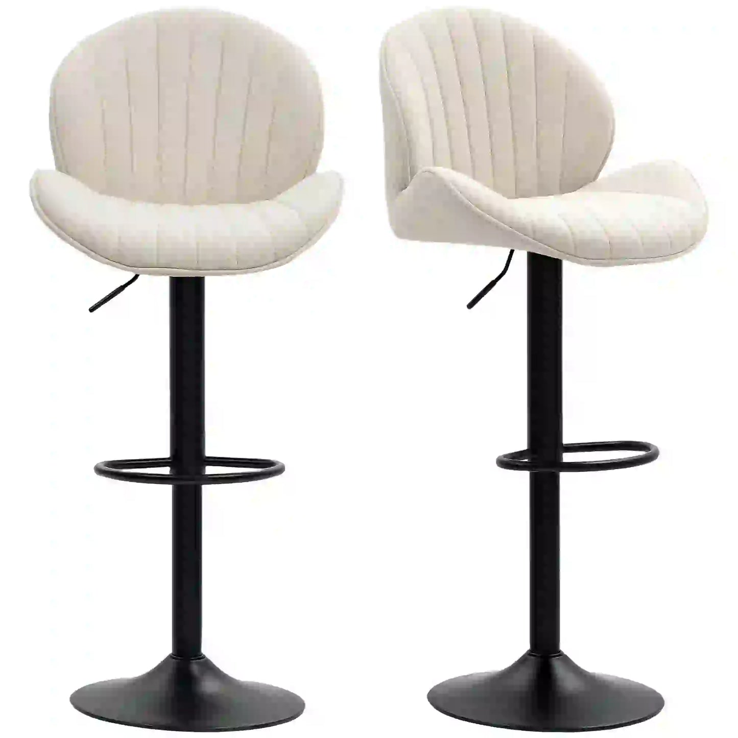 Swivel Bar Stools Set of 2, Adjustable Height with Back, Beige Bar Stools Beige, Black at Gallery Canada
