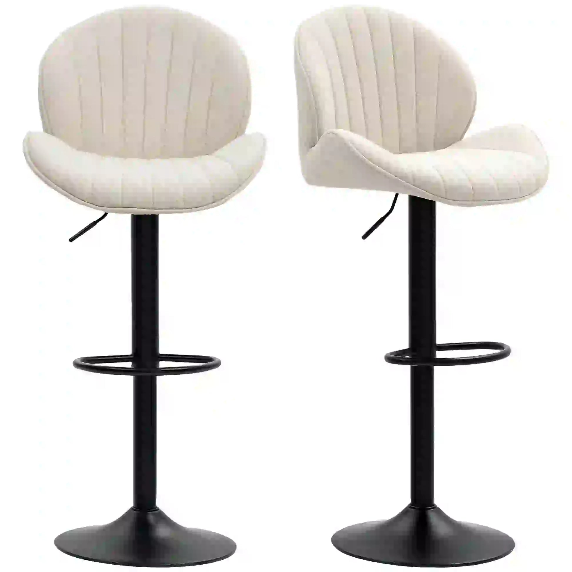 Swivel Bar Stools Set of 2, Adjustable Height with Back, Beige Bar Stools Beige, Black at Gallery Canada