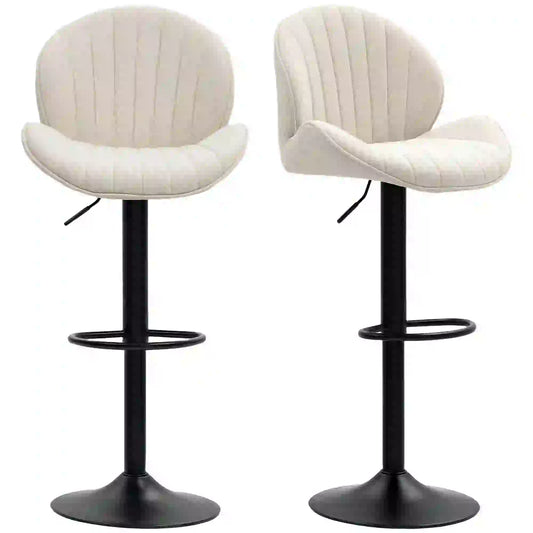 Swivel Bar Stools Set of 2, Adjustable Height with Back, Beige Bar Stools Beige, Black at Gallery Canada