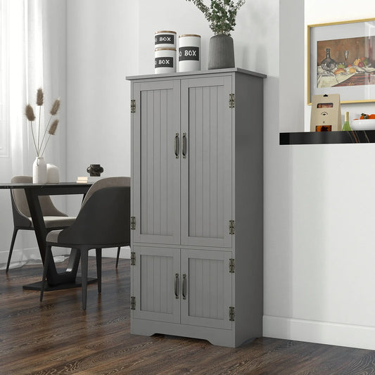 4-Door Storage Cabinet, Adjustable Shelves, Large Space, Grey Kitchen Pantry Cabinets Grey at Gallery Canada