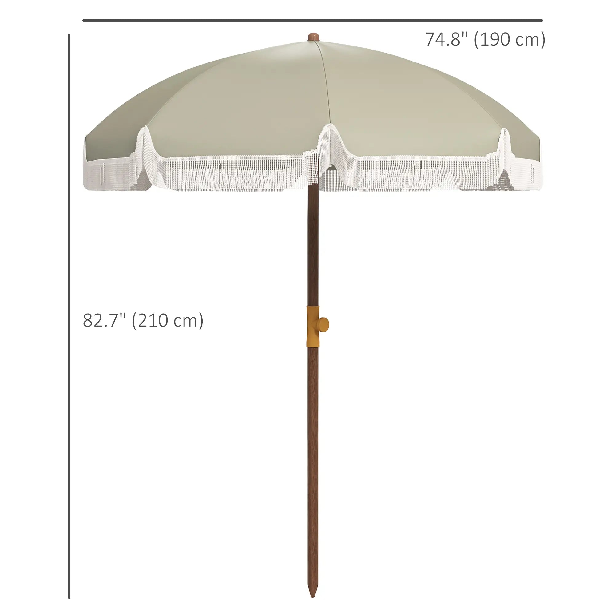 6.2' Travel Beach Umbrella, Vent, Ruffles, Carry Bag, Light Green Beach Umbrellas at Gallery Canada