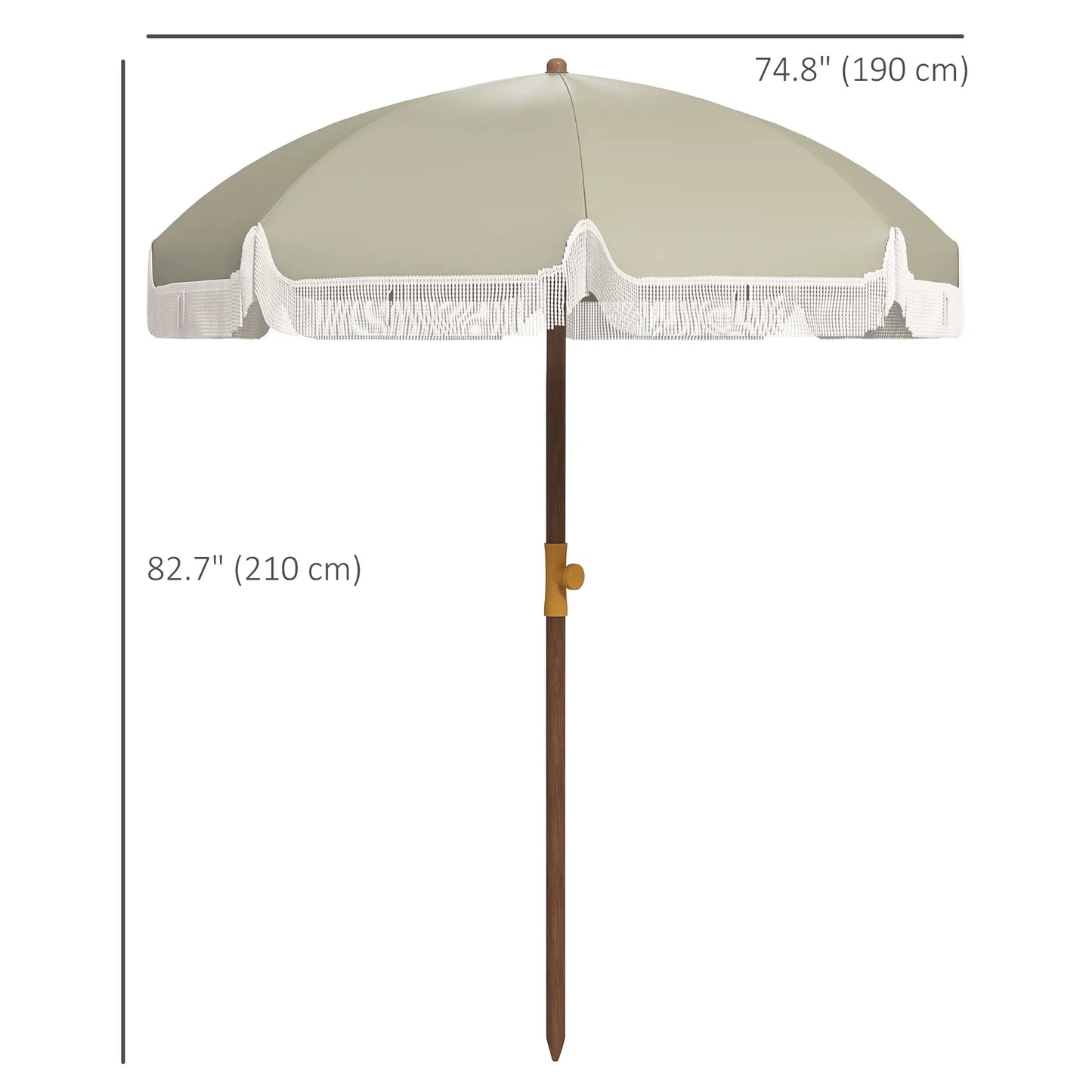 6.2' Travel Beach Umbrella, Vent, Ruffles, Carry Bag, Light Green Beach Umbrellas at Gallery Canada