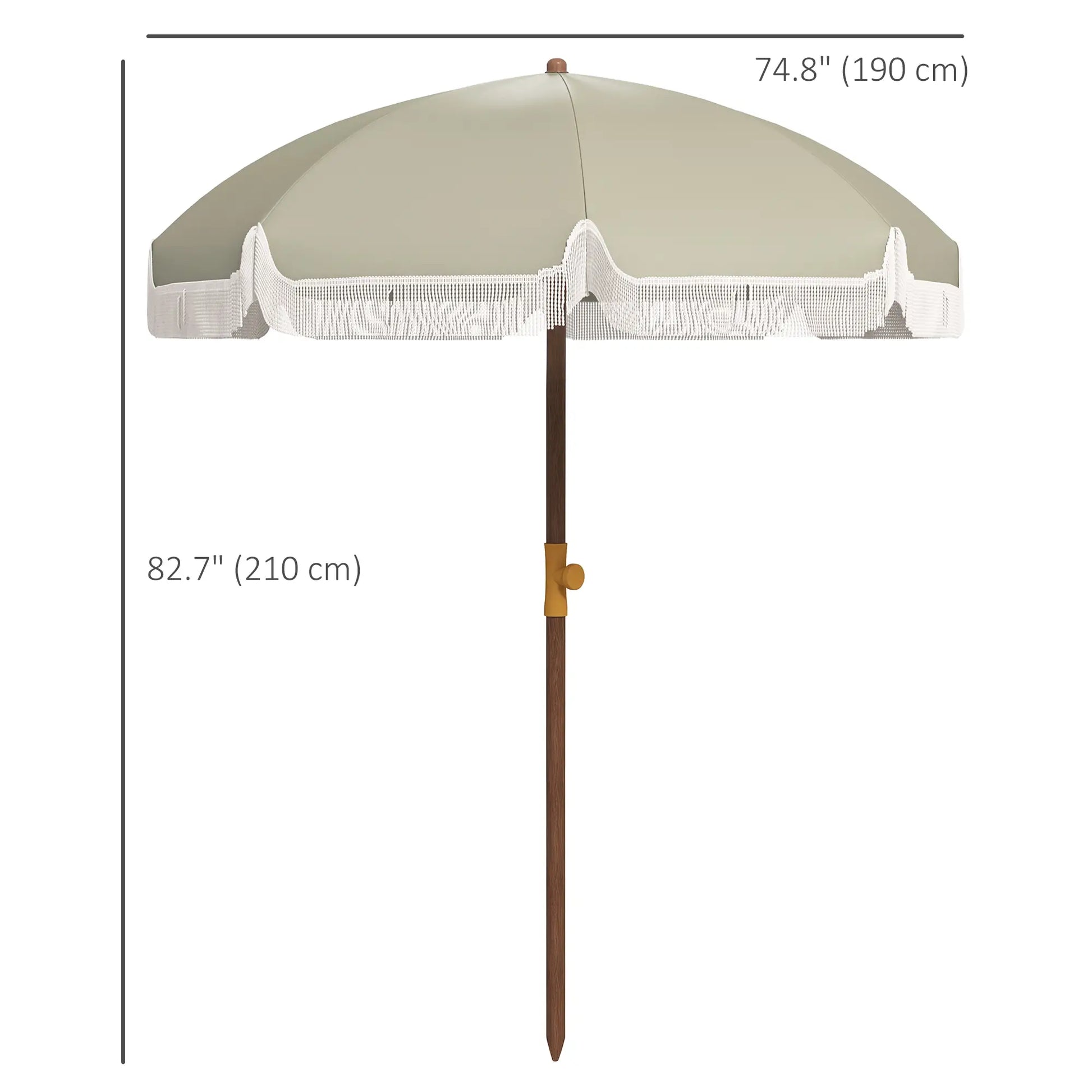 6.2' Travel Beach Umbrella, Vent, Ruffles, Carry Bag, Light Green Beach Umbrellas at Gallery Canada