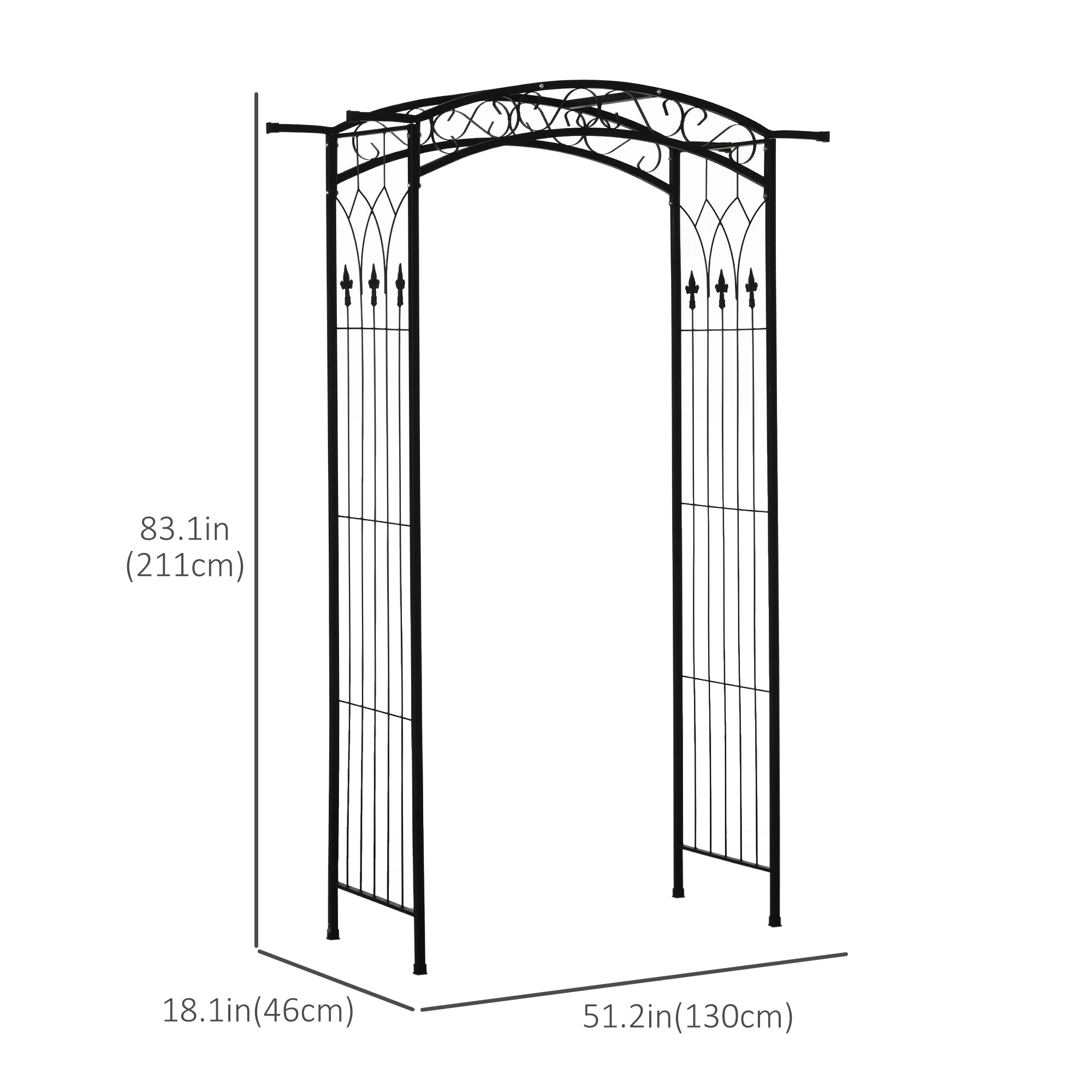 7Ft Garden Arbor, Wedding Arch, Scrollwork Trellis, Black Garden Arches at Gallery Canada