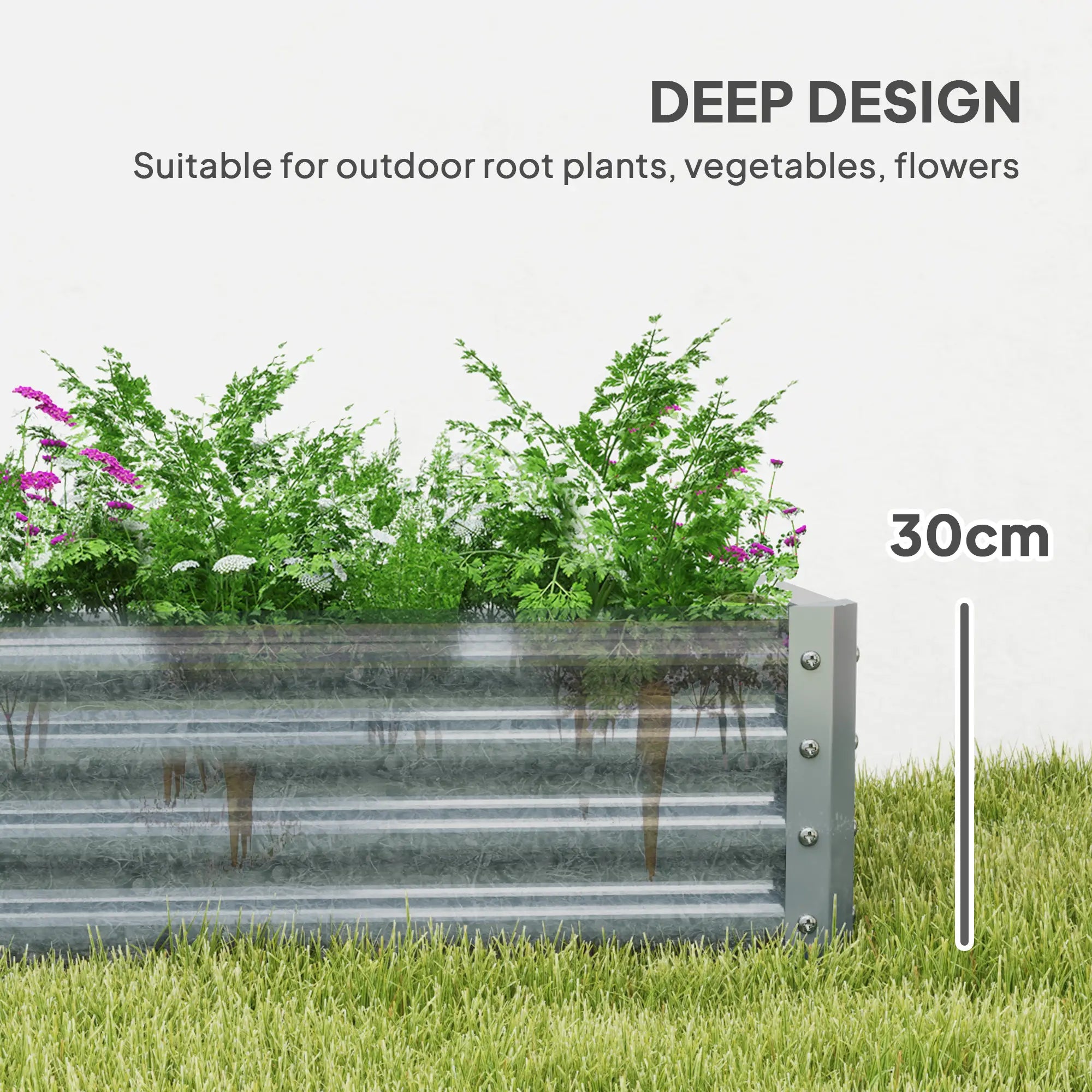6 x 3 x 1ft Galvanized Raised Garden Bed, Outdoor Planter Box, Silver Raised Garden Beds at Gallery Canada
