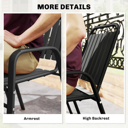 Stackable Outdoor Dining Chairs Set Of 2, Black Patio Chairs at Gallery Canada