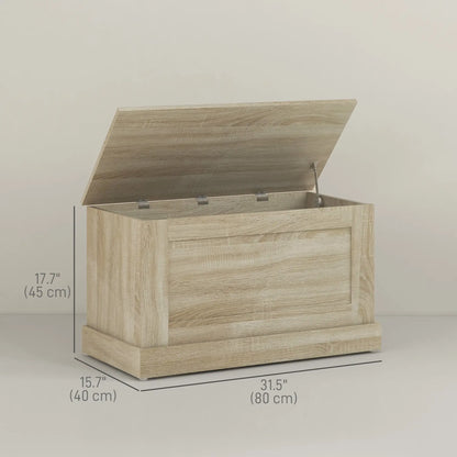 31.5 Inches Storage Chest, Wooden Trunk with Safety Hinge, Natural Wood Grain Storage Cabinets at Gallery Canada