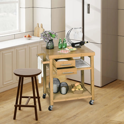 Bamboo Rolling Kitchen Island, Drawers, Shelves Kitchen Islands & Kitchen Carts at Gallery Canada
