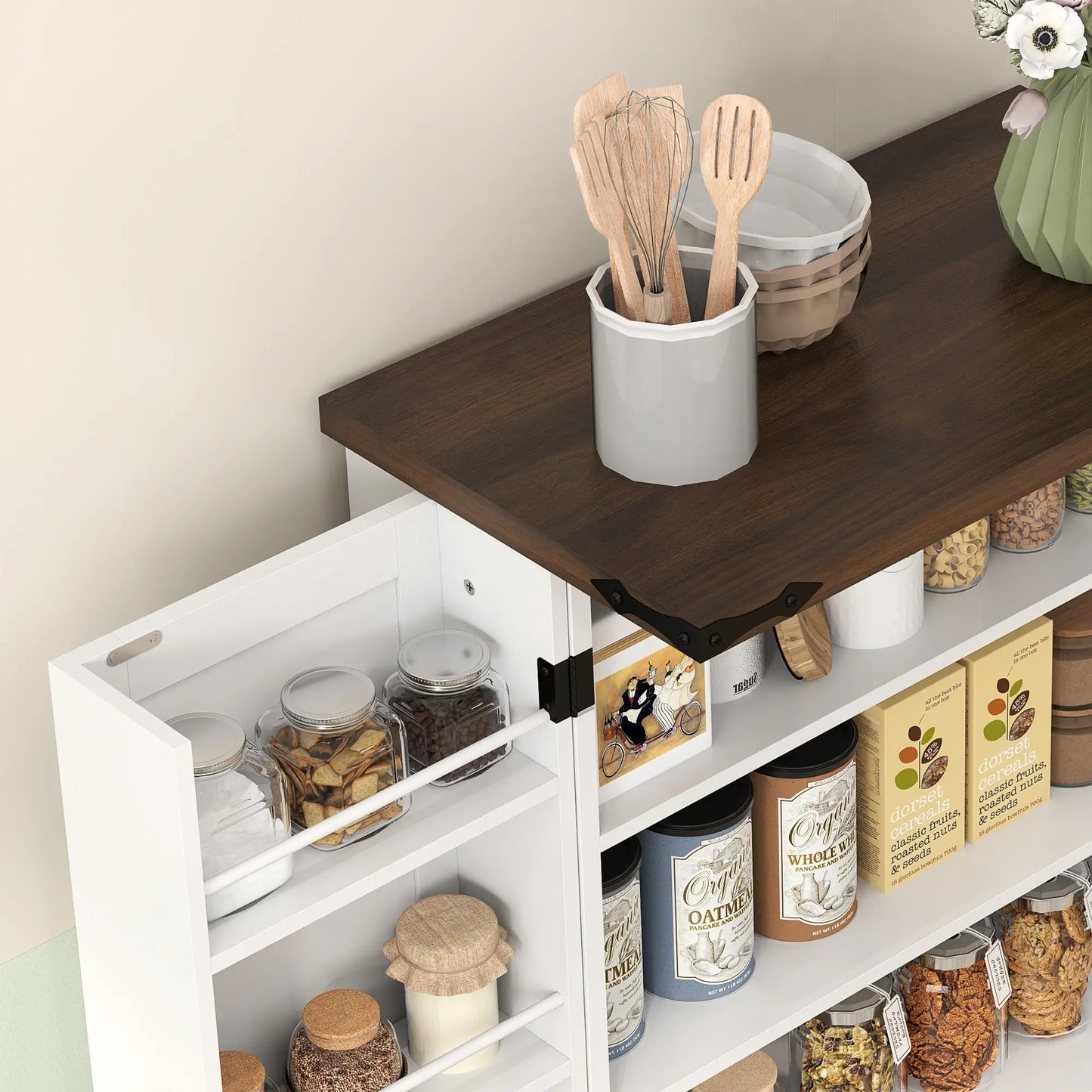 47" Kitchen Pantry Cabinet, Adjustable Shelves, White Kitchen Pantry Cabinets at Gallery Canada