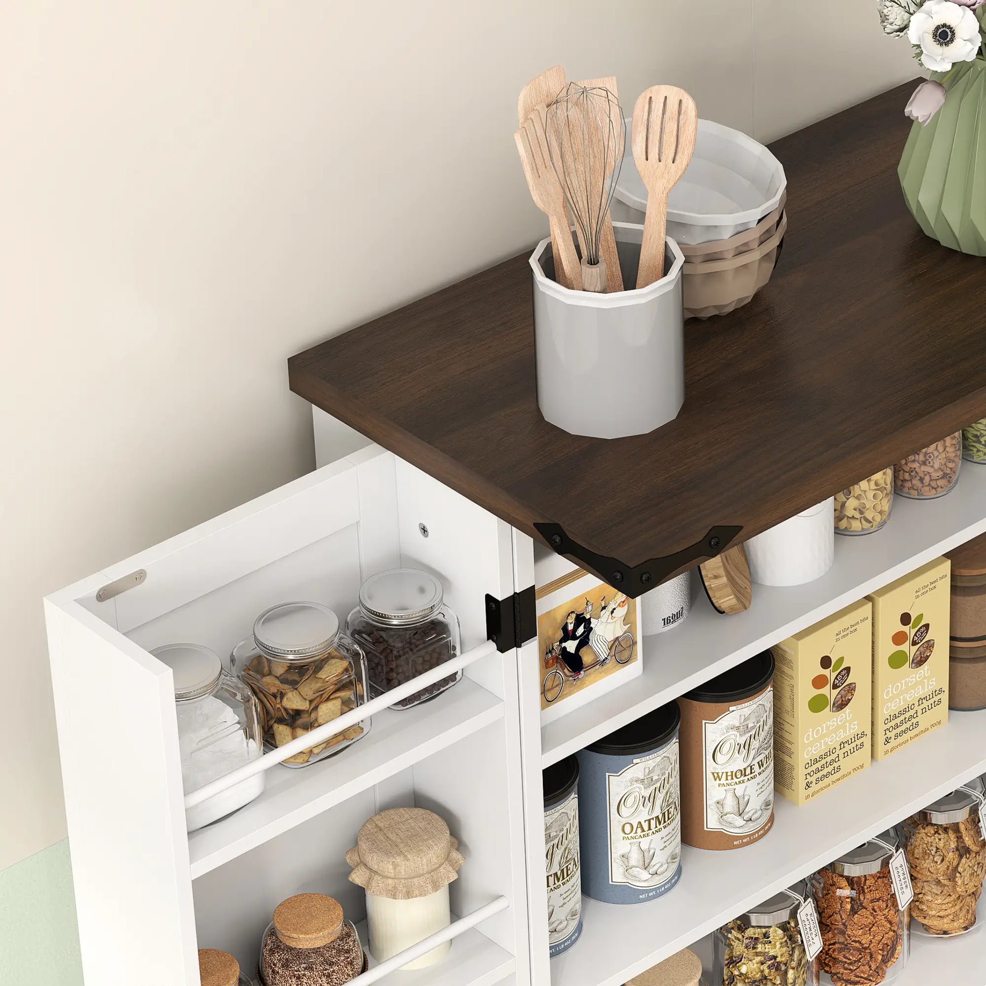 47" Kitchen Pantry Cabinet, Adjustable Shelves, White Kitchen Pantry Cabinets at Gallery Canada