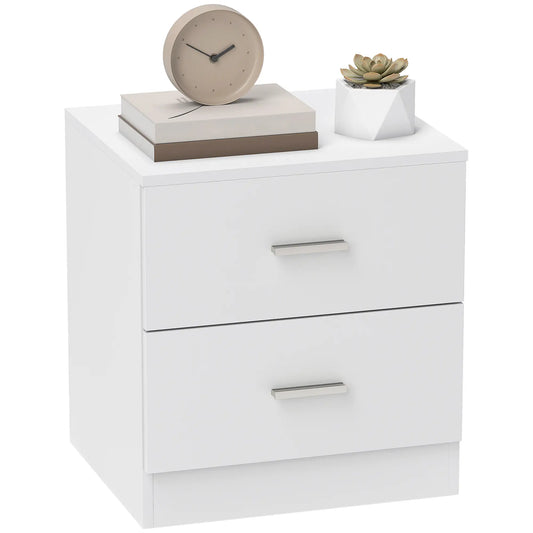 Modern Bedside Table with 2 Drawers, Nightstand, White Bedside Tables White at Gallery Canada