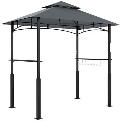 8' x 5' Grill Gazebo, Double Tiered, LED Light, Shelves, Dark Grey BBQ Grill Gazebos at Gallery Canada