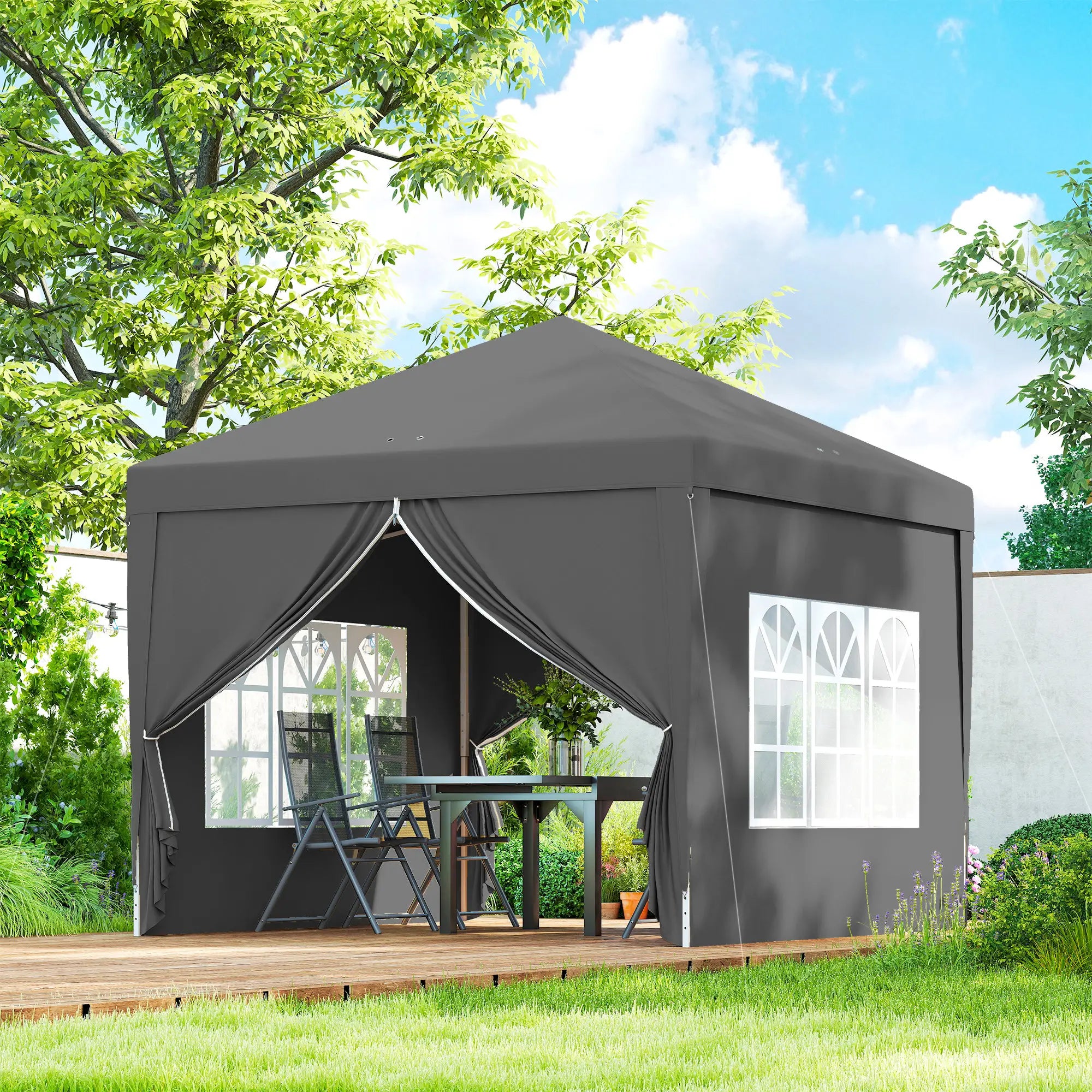 10'x10' Pop Up Party Tent, Wedding Gazebo Canopy, Grey Pop Up Canopies at Gallery Canada