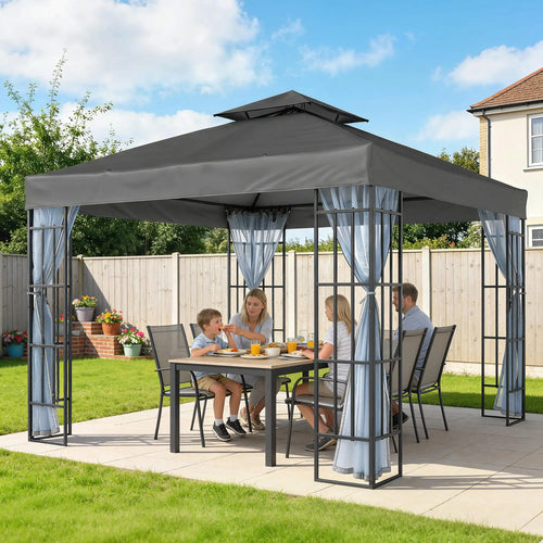 10'x10' Garden Gazebo, Portable Patio Canopy, Dark Grey