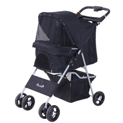 Dog Stroller, One-Click Folding, 4 Wheels, Storage Basket, XS/Small, Black Dog Bike Trailers & Strollers at Gallery Canada