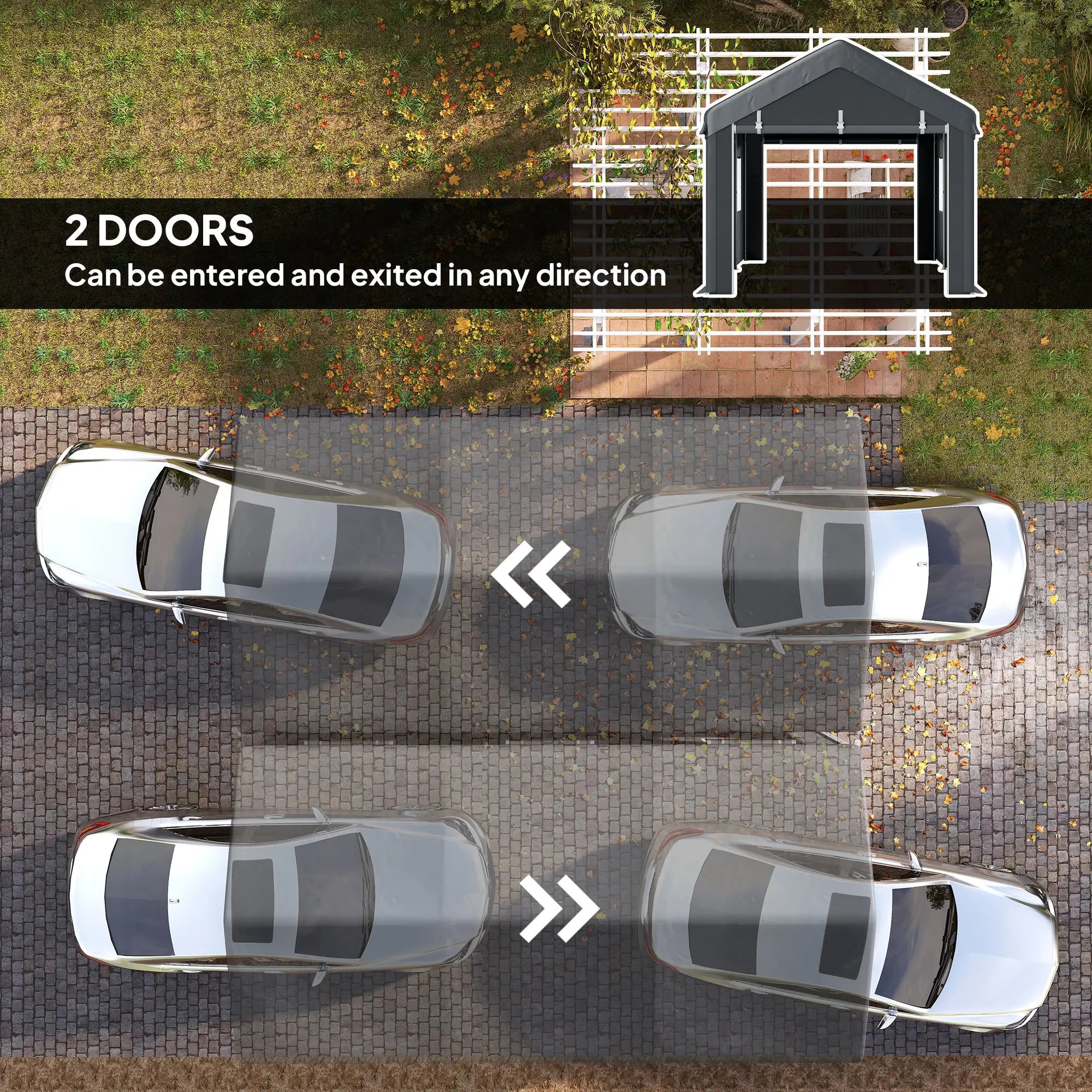10' x 20' Heavy Duty Portable Garage, 6 Mesh Windows, 2 Doors, Dark Grey Car Shelters at Gallery Canada