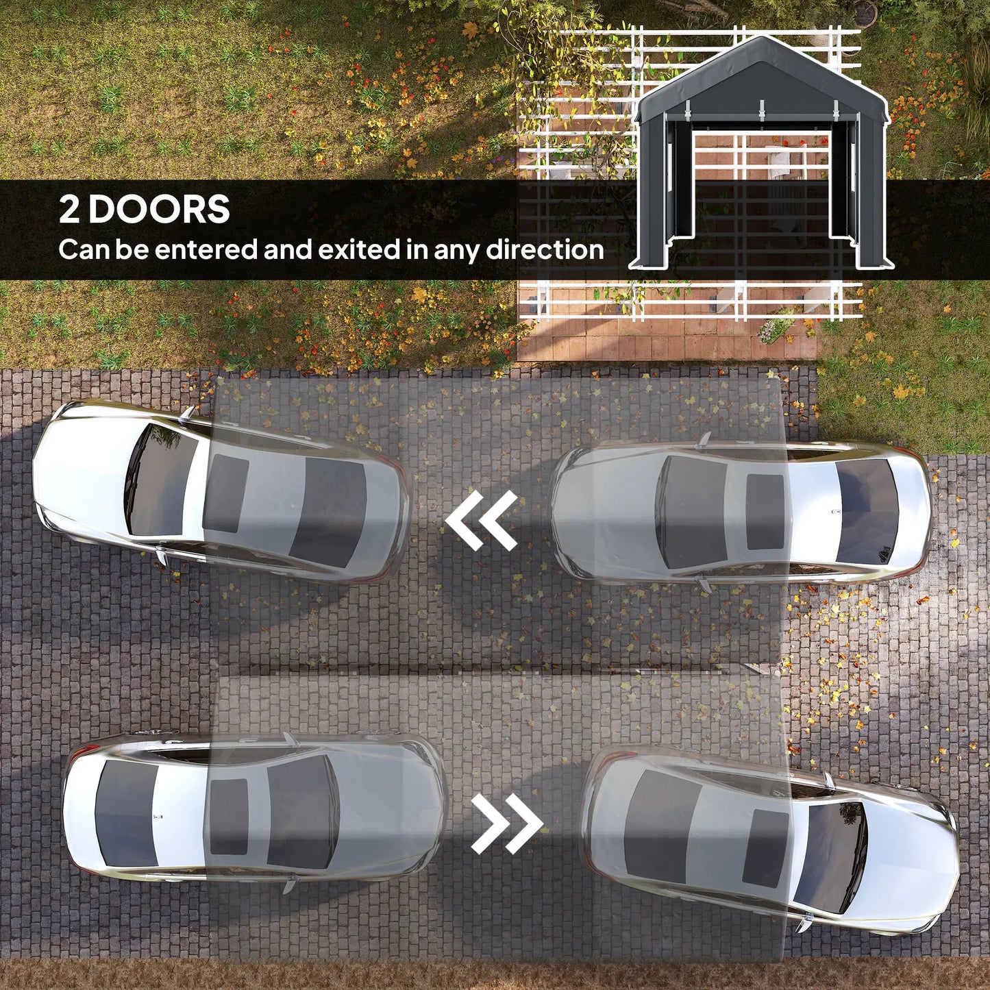 10' x 20' Heavy Duty Portable Garage, 6 Mesh Windows, 2 Doors, Dark Grey Car Shelters at Gallery Canada