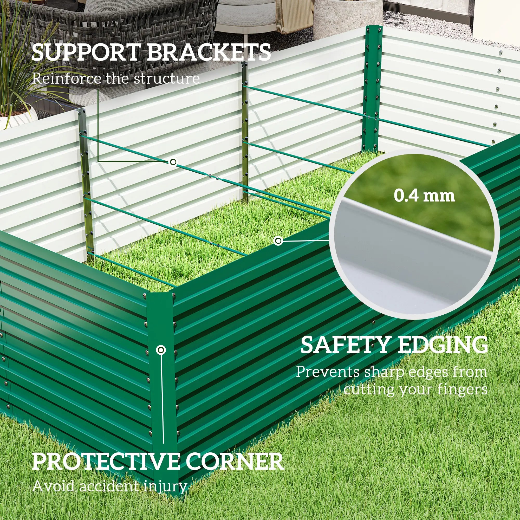 8' x 4' x 2' Raised Garden Bed, Galvanized Planter Box, Green Raised Garden Beds at Gallery Canada