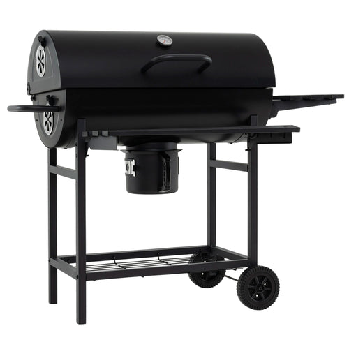 Charcoal BBQ Grill Outdoor Smoker Combo With Thermometer, Black