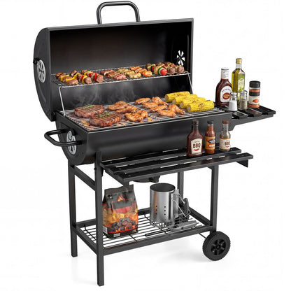Charcoal BBQ Grill Outdoor Smoker Combo With Thermometer, Black Outdoor Grills Black at Gallery Canada