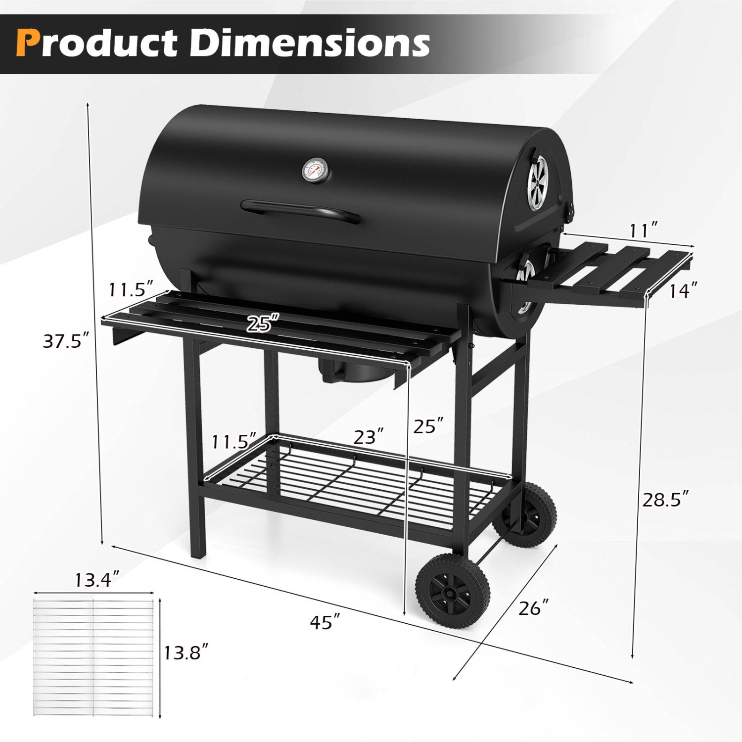 Charcoal BBQ Grill Outdoor Smoker Combo With Thermometer, Black Outdoor Grills at Gallery Canada