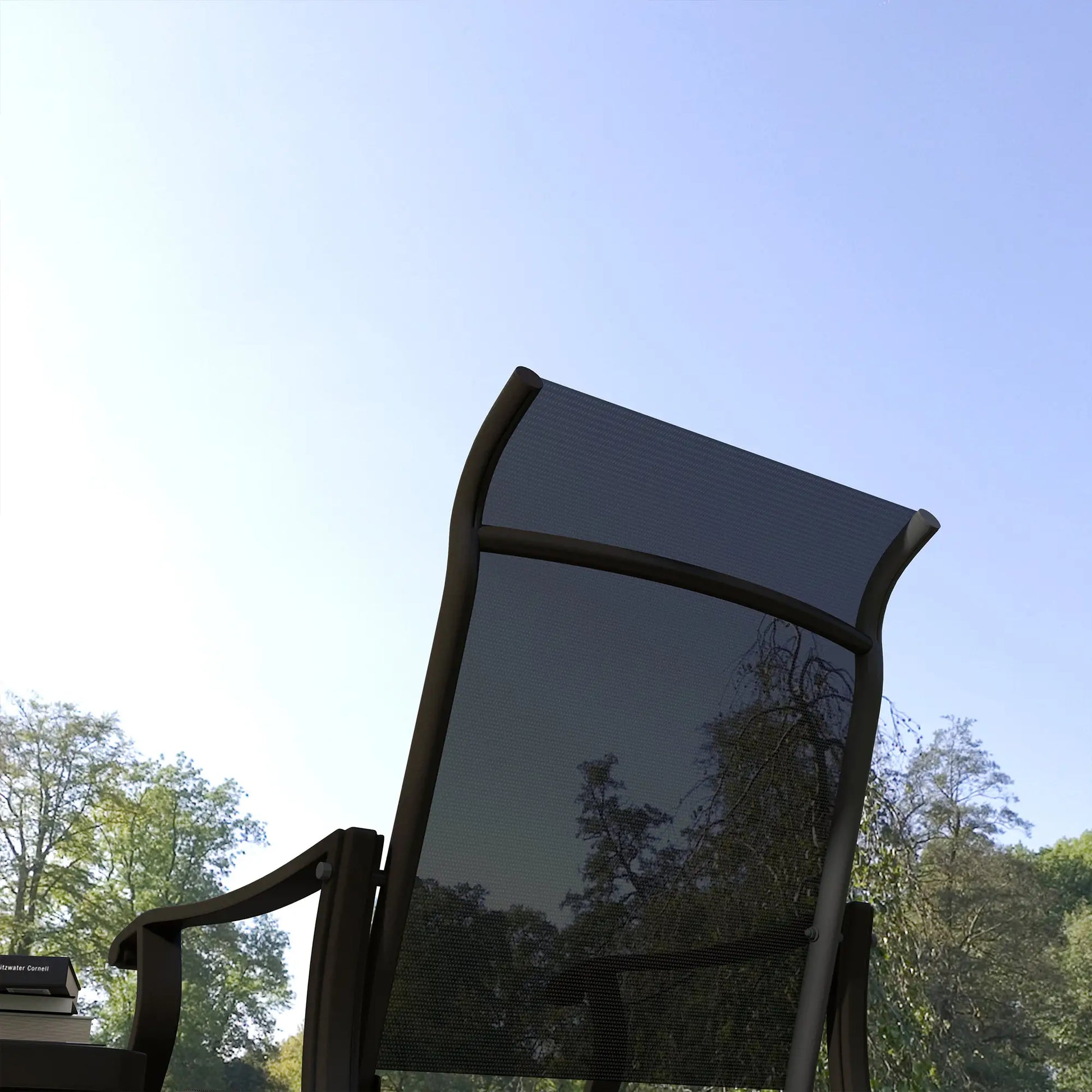 3PCs Gliding Rocking Chair, Bistro Tea Table Set, Black Outdoor Gliders at Gallery Canada