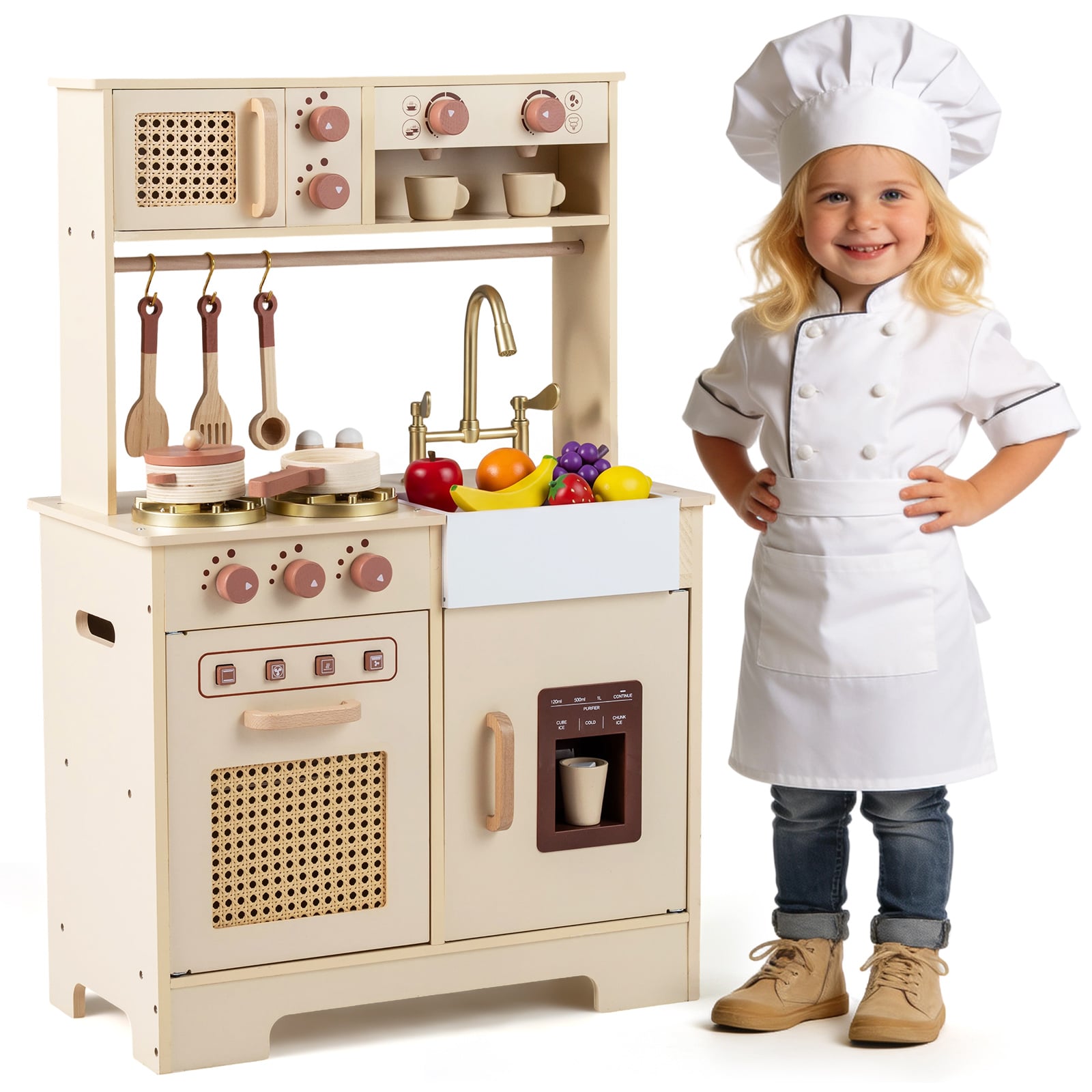 Kids Pretend Play Kitchen With Lights, Sounds, Yellow Play Kitchen Sets at Gallery Canada