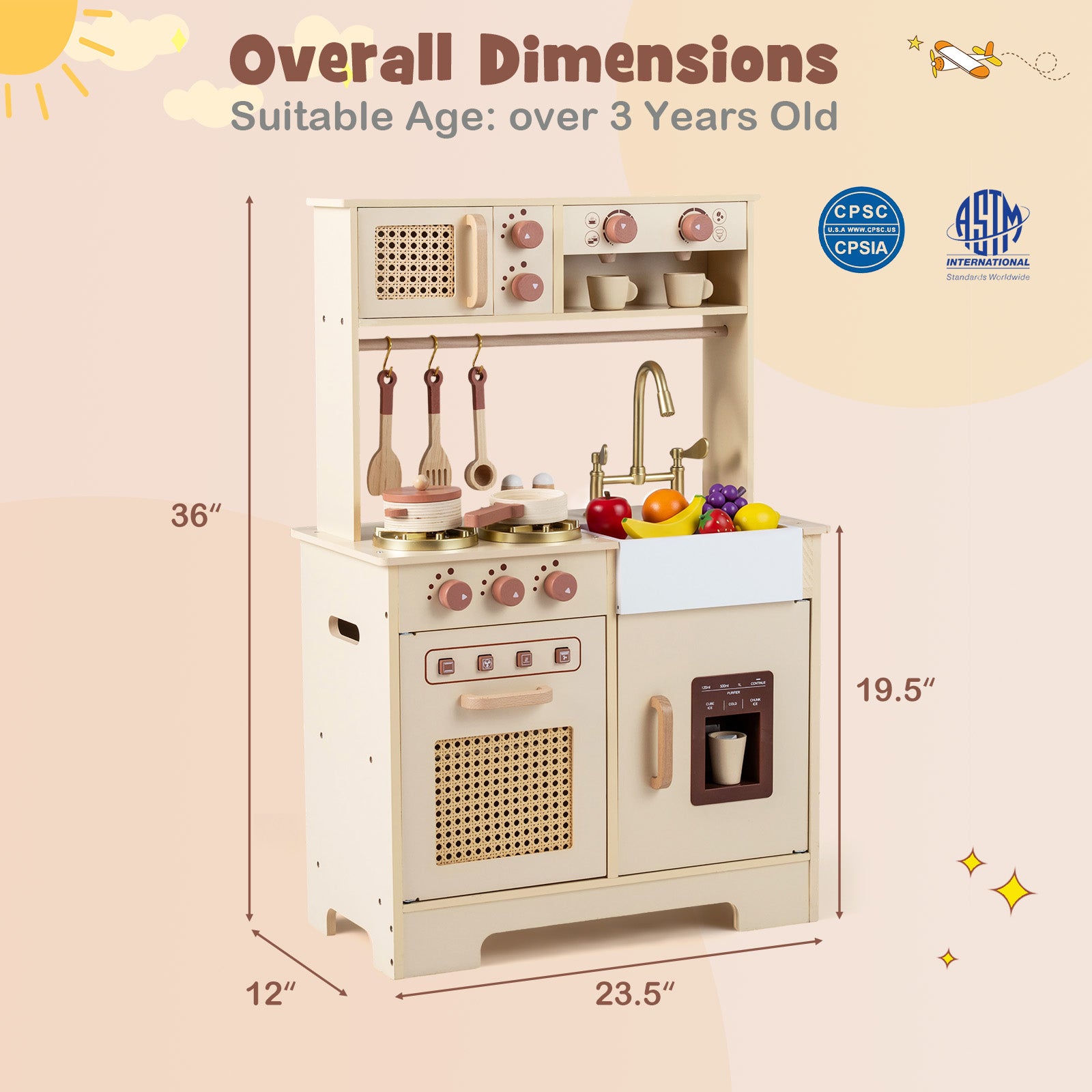 Kids Pretend Play Kitchen With Lights, Sounds, Yellow Play Kitchen Sets at Gallery Canada