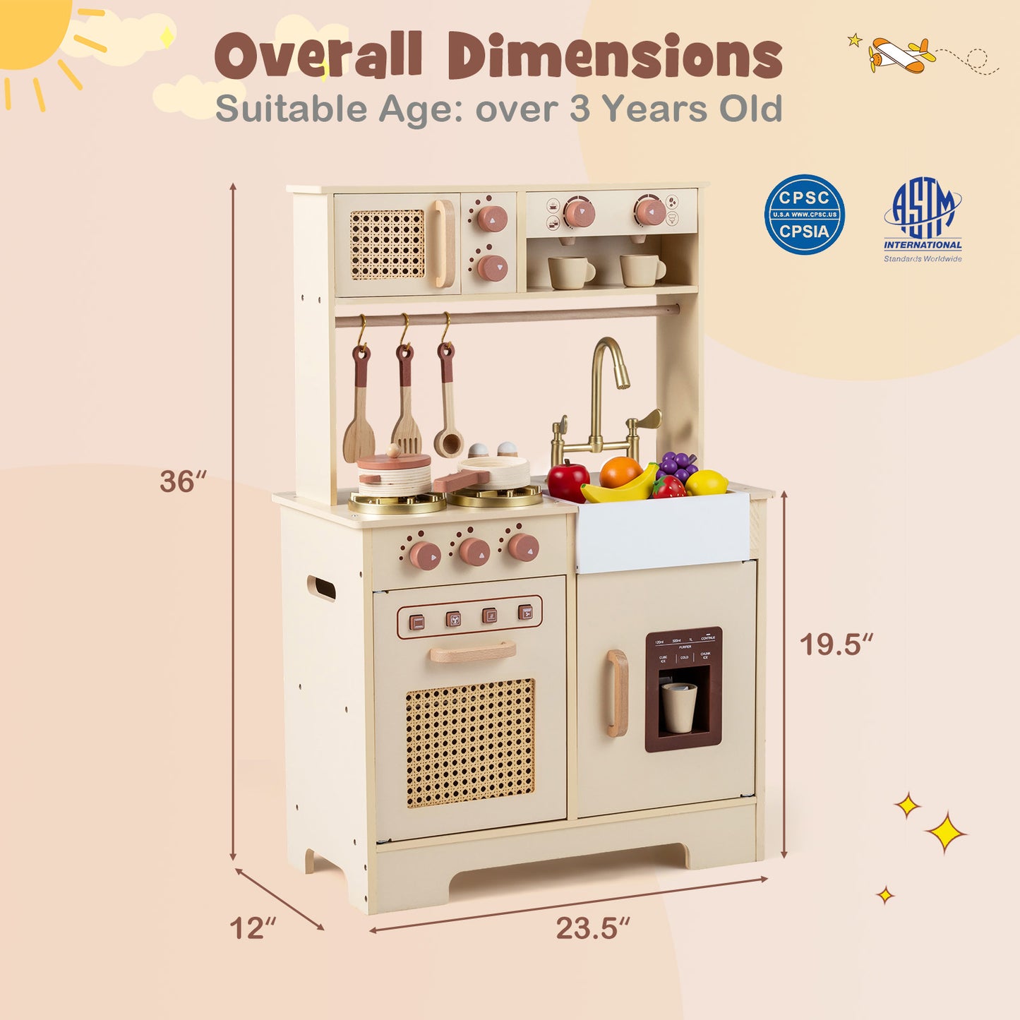 Kids Pretend Play Kitchen With Lights, Sounds, Yellow Play Kitchen Sets at Gallery Canada