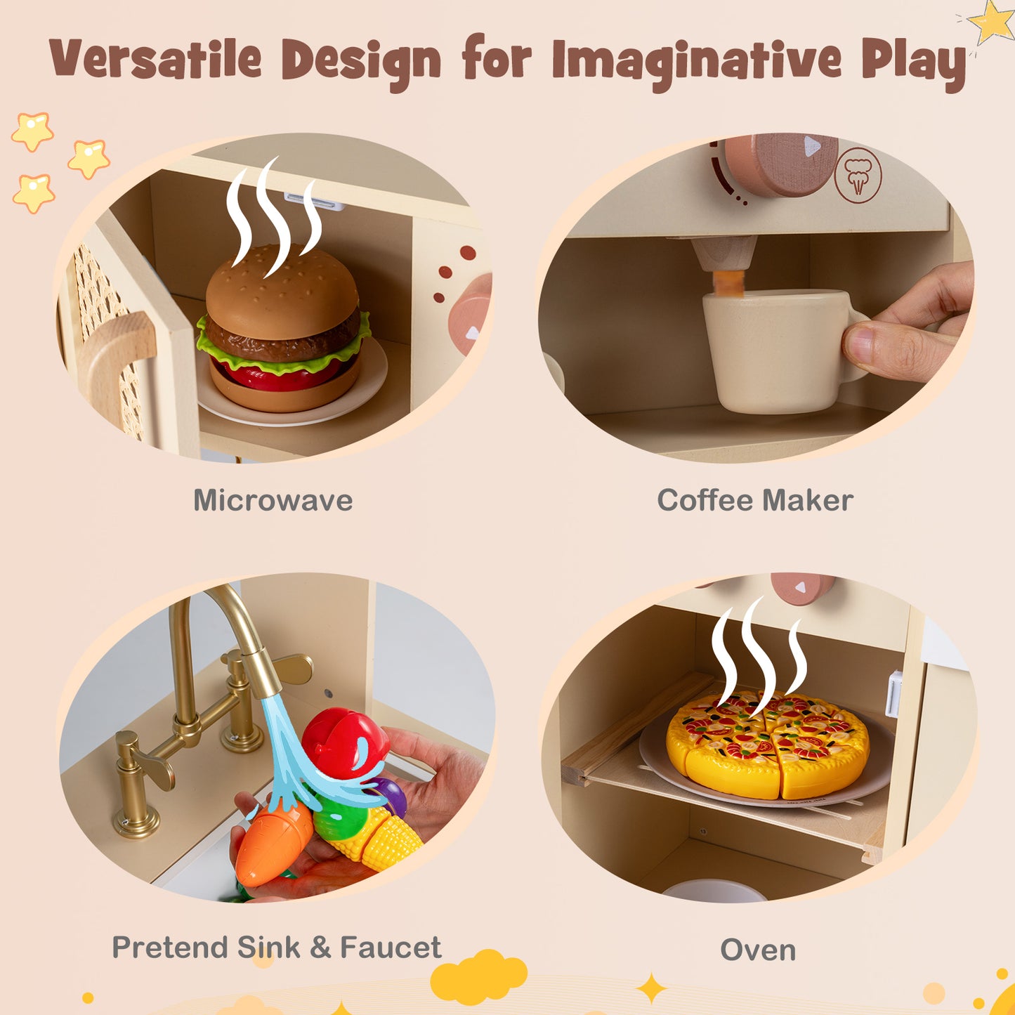 Kids Pretend Play Kitchen With Lights, Sounds, Yellow Play Kitchen Sets at Gallery Canada