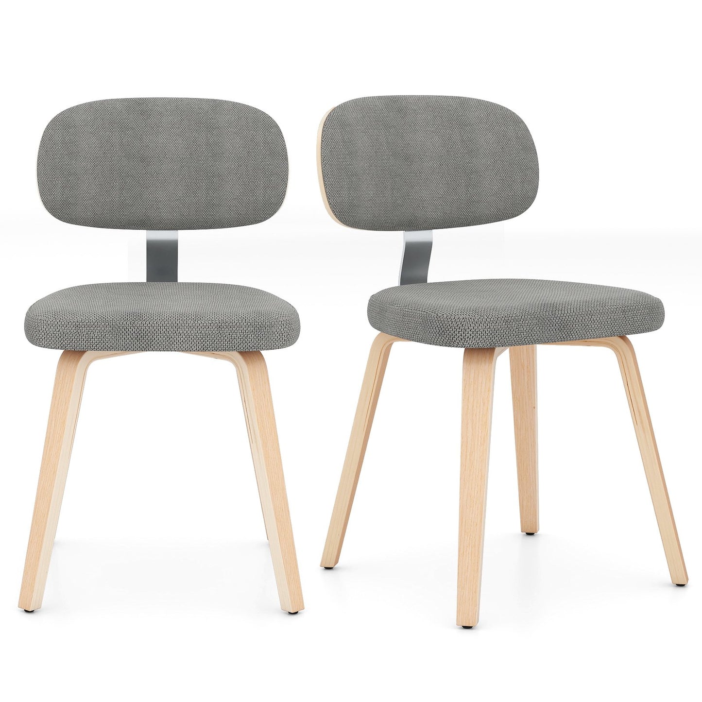Chenille Fabric Upholstered Wooden Kitchen Chairs Set of 2, Gray Dining Chairs Gray at Gallery Canada