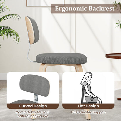 Chenille Fabric Upholstered Wooden Kitchen Chairs Set of 2, Gray Dining Chairs at Gallery Canada